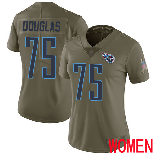 Tennessee Titans Limited Olive Women Jamil Douglas Jersey NFL Football #75 2017 Salute to Service->women nfl jersey->Women Jersey
